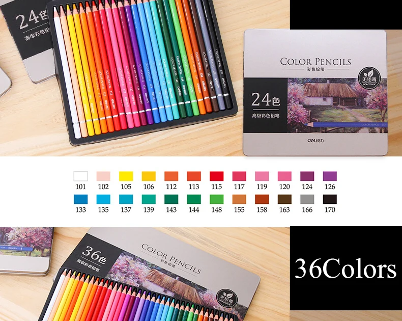 esboço, material de arte escolar, 24 cores, 36 cores, 48 cores, 72 cores