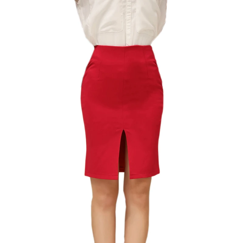 Женская однотонная офисная юбка карандаш addnew красная черная xxl XL XS Повседневная