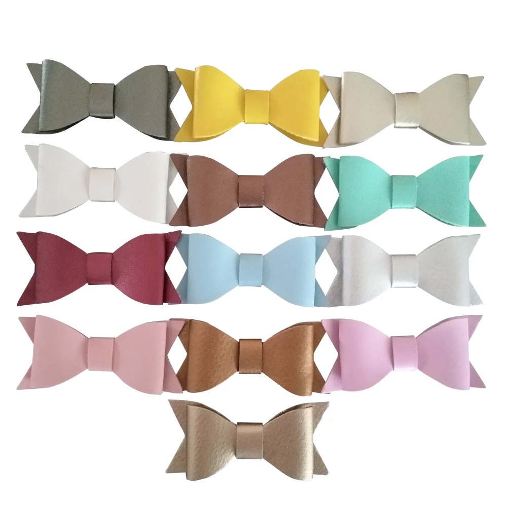 Buy 20pcs/lot, Metallic Color Faux Leather Bows With