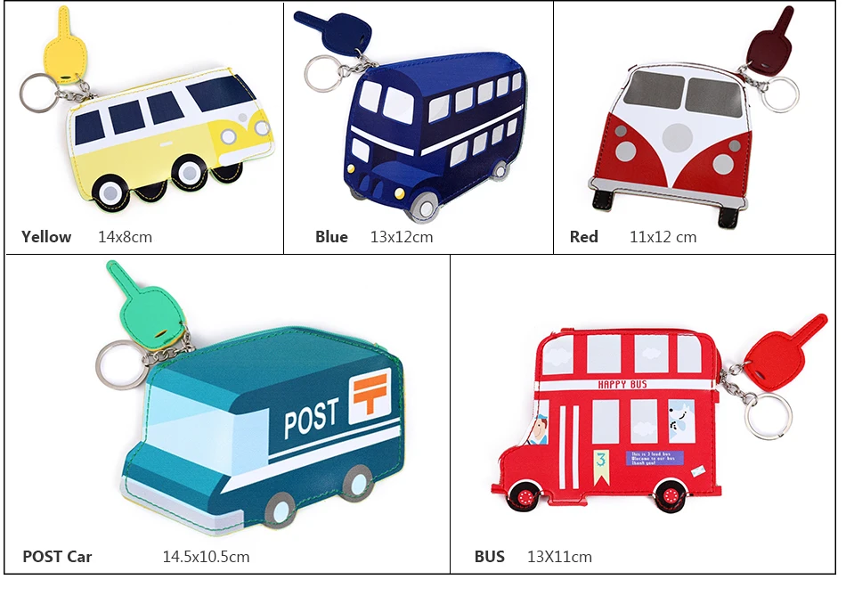 Индивидуальный кожаный женский кошелек, милый кошелек с автобусом и автомобилем, Детский кошелек для монет, для мелочи, 3D мультяшный чехол, мини клатч, кошелек
