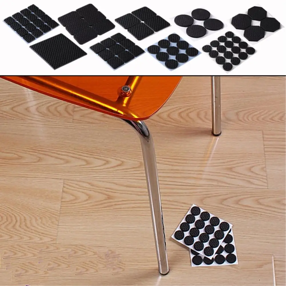 

Square Round Multifunction Black Self Adhesive Furniture Leg Table Sofa Feet Floor Non-slip Mat Sticky Pad Protector 1Set