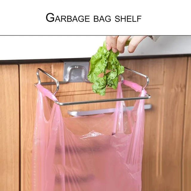 Best Offers Multifunctional Stainless Steel Kitchen Cabinet Door Trash Organizer Rack Rubbish Bag Garbage Cupboard Cabinet Storage Holder