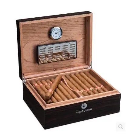 Luxury cedar wood structure black box from under the cigars cohiba timber box for storing cigars