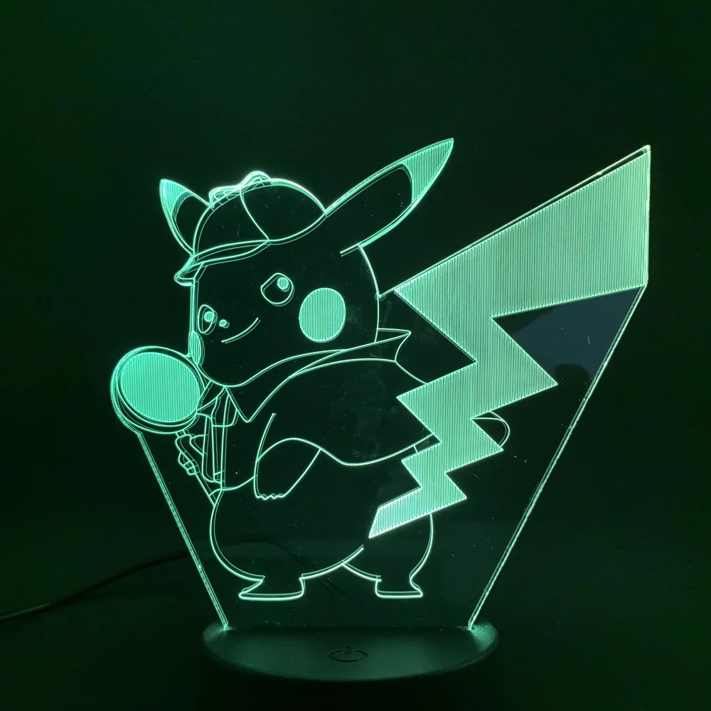 Игра Pokemon Go Pikachu рисунок детский ночник детская комната для учебы декоративная атмосфера Usb батарея светодиодный 3d-ночник лампа