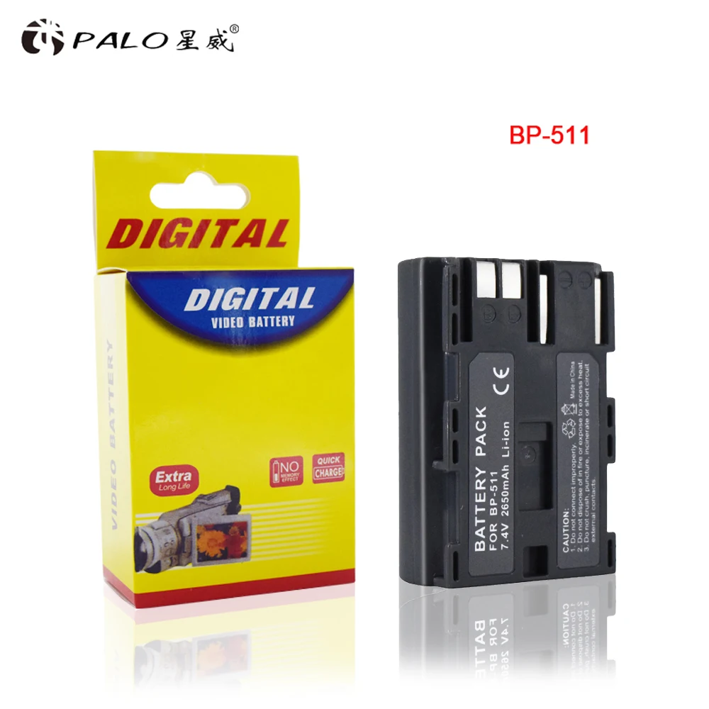 Batteria Per Fotocamera Digitale Palo 2650Mah Bp 511 Bp511 Bp-511 Bp511A Per Batterie Canon Eos 40D 300D 5D 20D 30D 50D 10D D60 G6