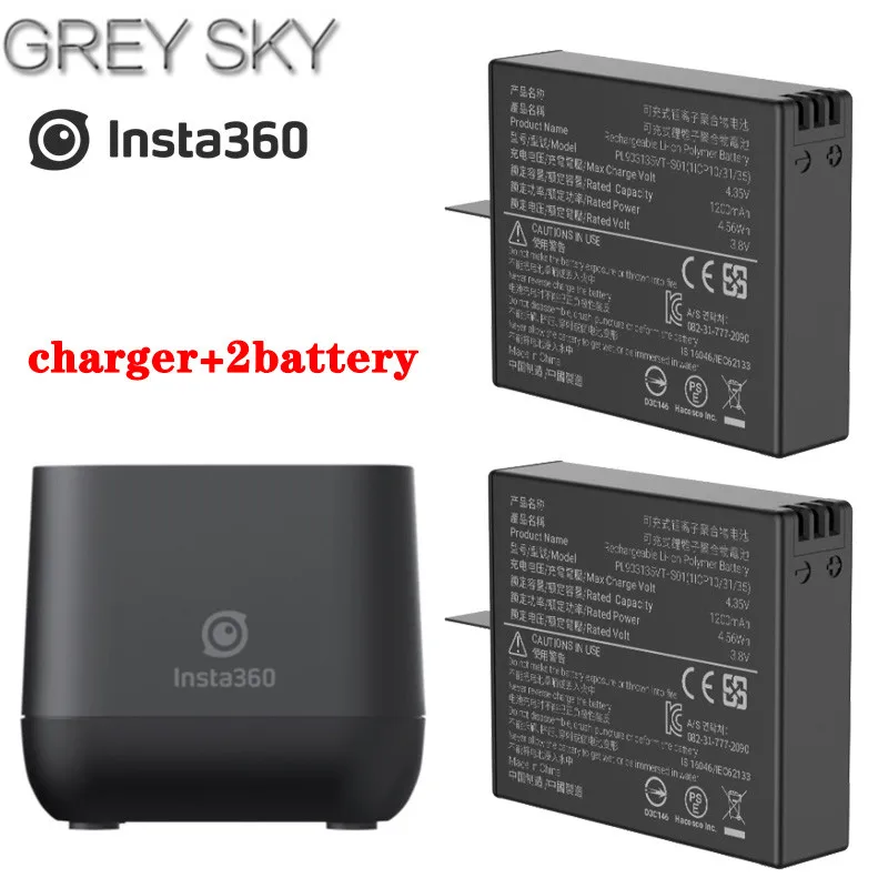 

100% Original Battery For Insta360 ONE X 1200mAh LiPo Batteries and Charger Hub Panoramic Camera 9V 2A 60 Minutes Fast Charging