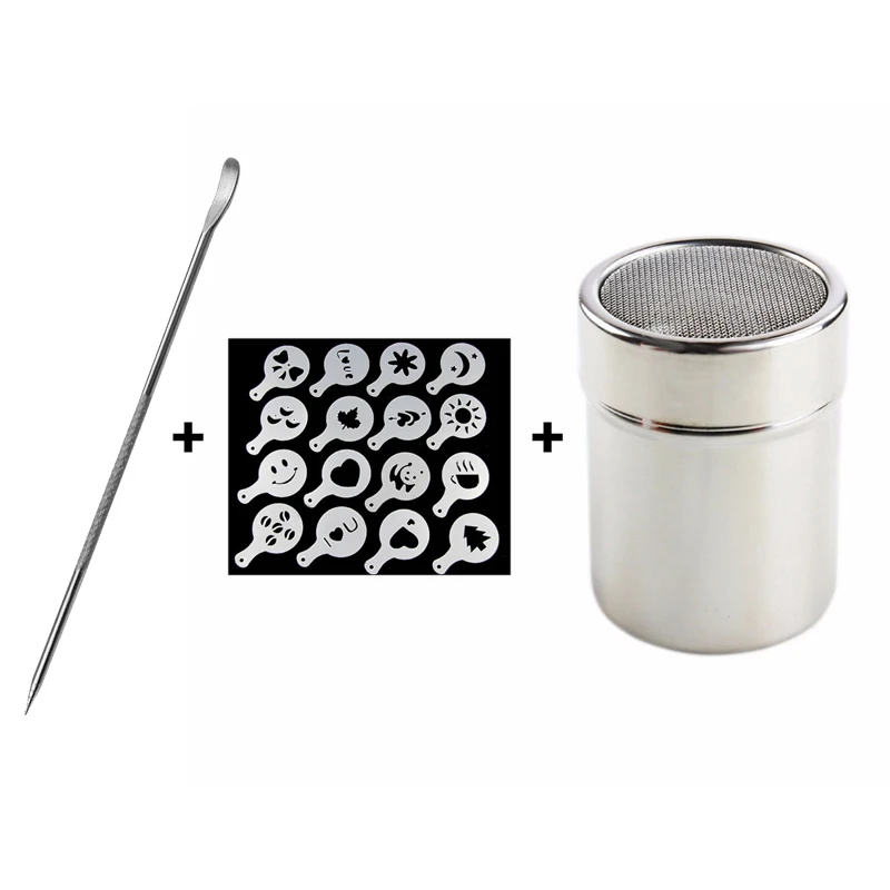 Coffee Art Needles Stainless Steel latte Garland Needle Powder Sprinkle 16Pcs Plastic Cafe Foam Template Barista Stencils Mold Coffee Art Needles Stainless Steel latte Garland Needle Powder Sprinkle 16Pcs Plastic Cafe Foam Template Barista Stencils Mold