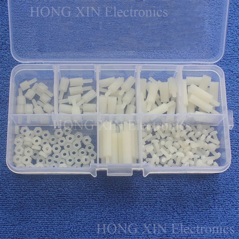 

M2.5 White Male-Female Nylon Hex Thread Standoff Spacers PCB Screws nuts Bolt Assortment kit set Fastener Hardware