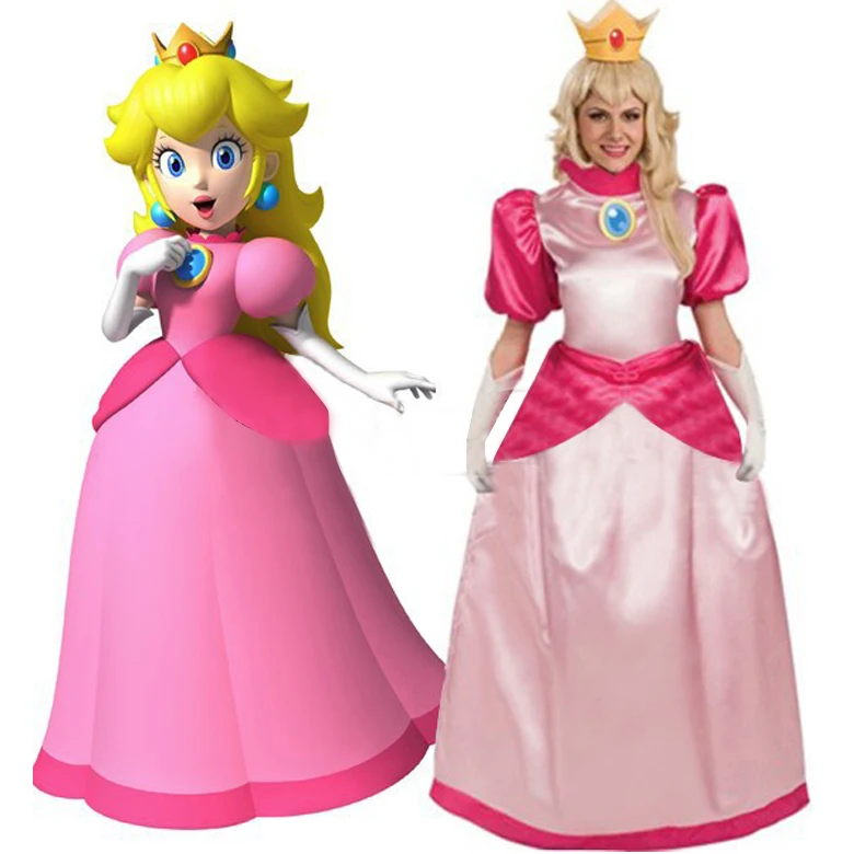 Super Cheap Mario Bros Princess Peach Cosplay Costume Custom Made