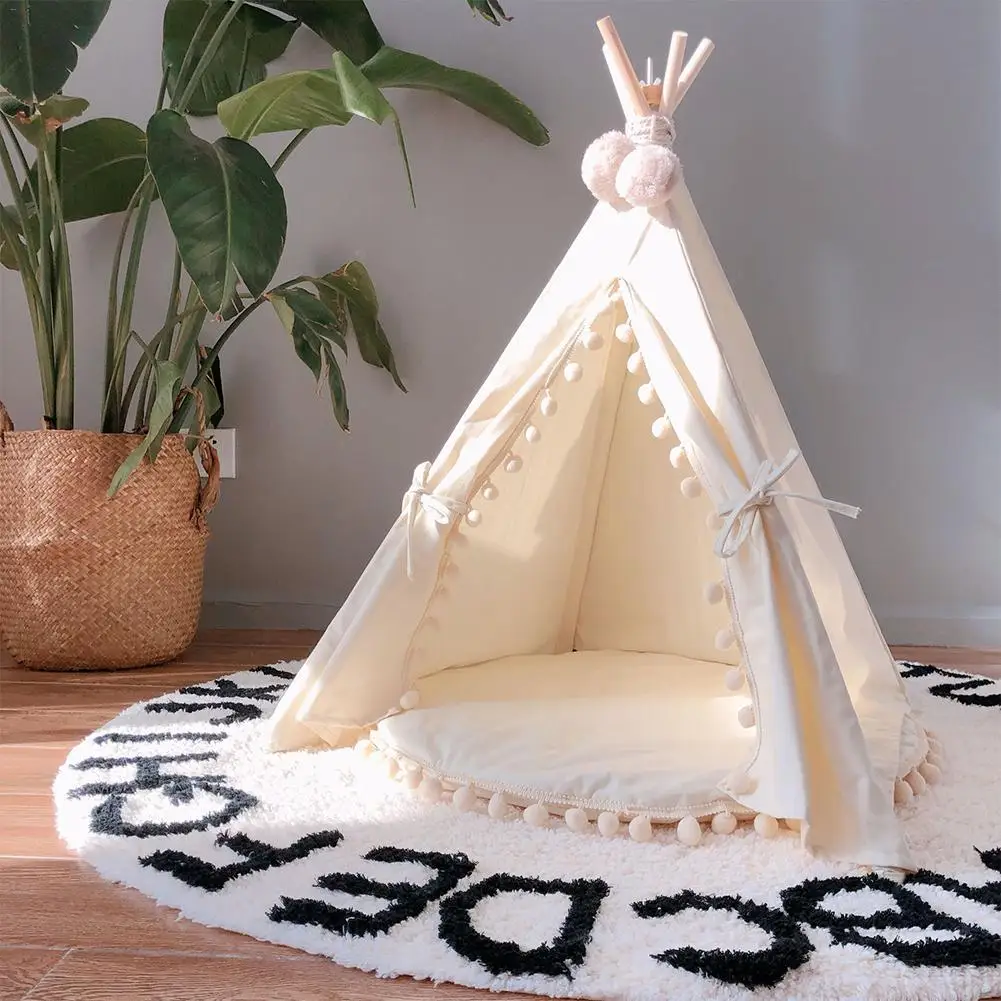 

Ins Style Wood Triangular Cat Tent Dog House Cat Sleeping Nest Pet Tent for Medium Small Puppy Dogs and Cats Pet Supplies 20E