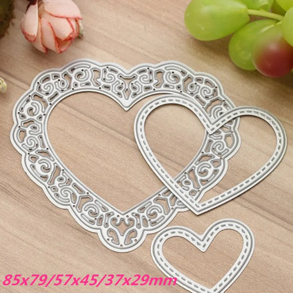 

85x79/57x45/37x29mm Heart Beat Photo Frame Metal Stencil for DIY Scrapbooking/Photo Album Decorative Embossing DIY Paper Card