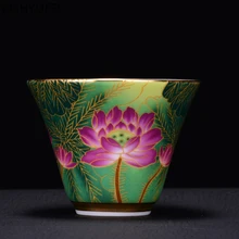 Jingdezhen ceramic enamel tea bowl Kungfu small tea cup Travel portable tea set Office household drinking utensils WSHYUFEI