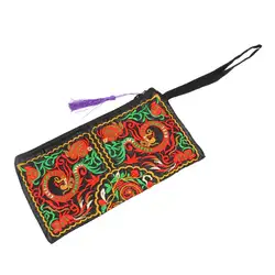 NEWBRAND Новый Для женщин бумажник вышивать кошелек сцепления мобильный телефон мешок монет-двойной драконы