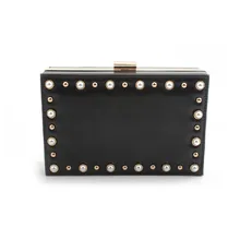 Модные новые женские вечерние сумки-клатчи из искусственной кожи, сумки через плечо на цепочке с заклепками и металлическими бусинами, вечерние сумки-мессенджеры, кошелек на день