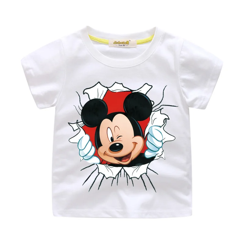 Новое поступление, Детская футболка с принтом Микки из мультфильма забавная футболка с 3D принтом для мальчиков и девочек, одежда для детей, летний короткий костюм футболки