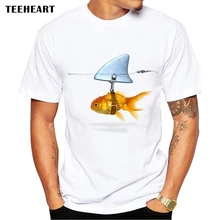 2017 New Goldfish And Shark Brand Fish Cool Printed Men’s Casual T-shirt Male Retro Hipster Tops Tee Pb131