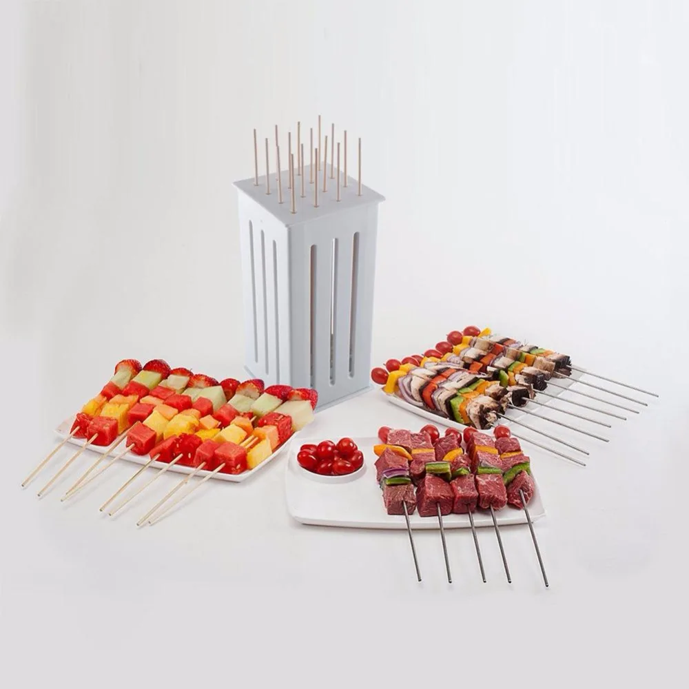 16 Bamboo Grill Barbecue Kebab Maker Box BBQ Tool Skewers Meat