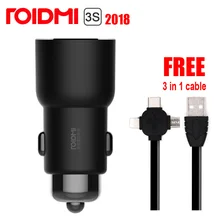 Xiaomi ROIDMI 3S Bluetooth 5 в 3.4A автомобильное зарядное устройство с умным приложением для iPhone и Android умное управление USB музыкальный плеер