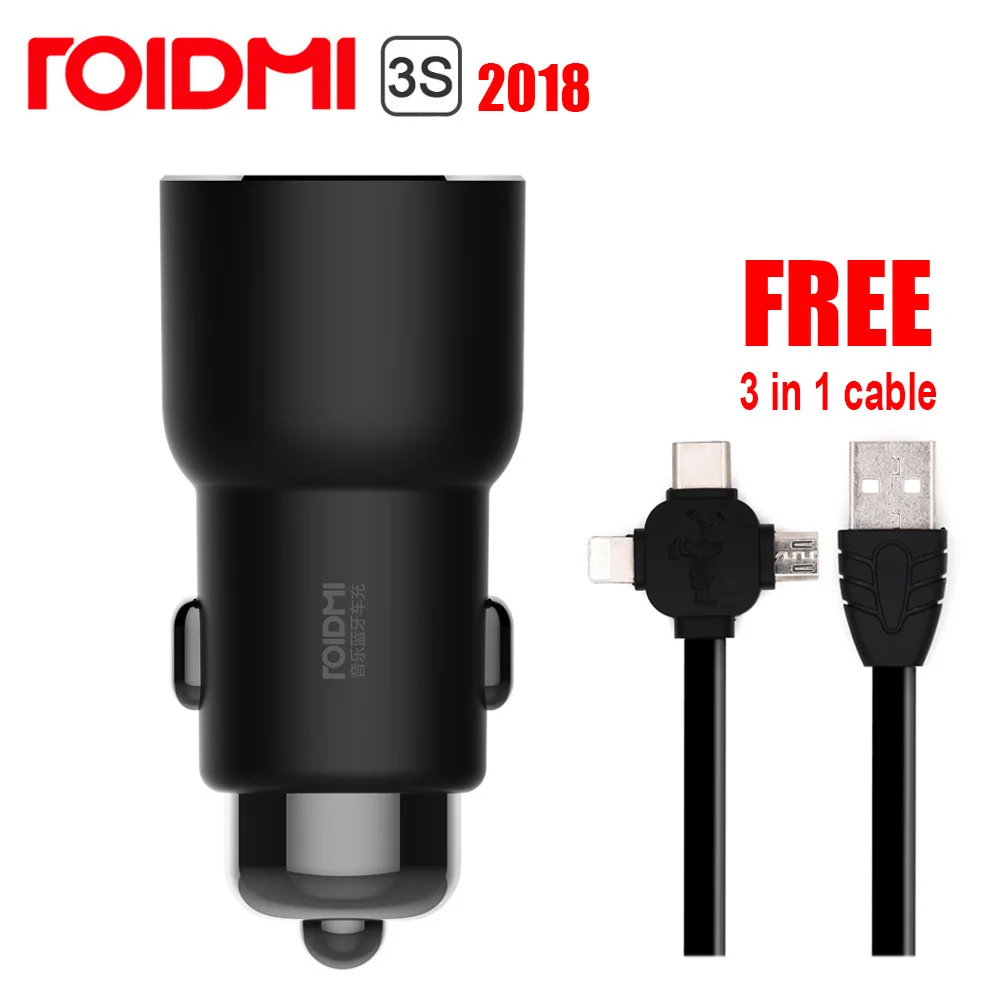 Автомобильное зарядное устройство Xiaomi ROIDMI 3S Bluetooth 5V 3.4A с умным приложением для