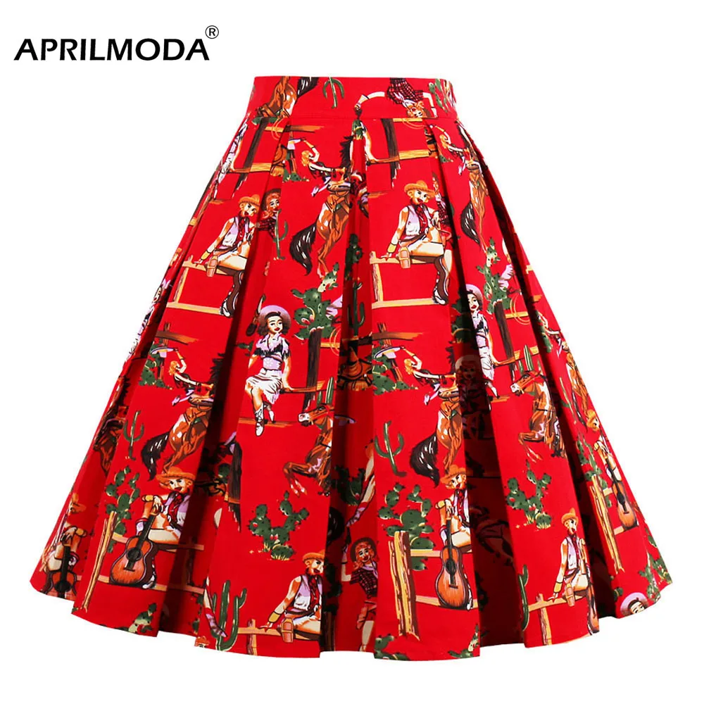 Women Midi Skirt 2018 Runway Vintage Rockabilly Skirts Womens Sexy