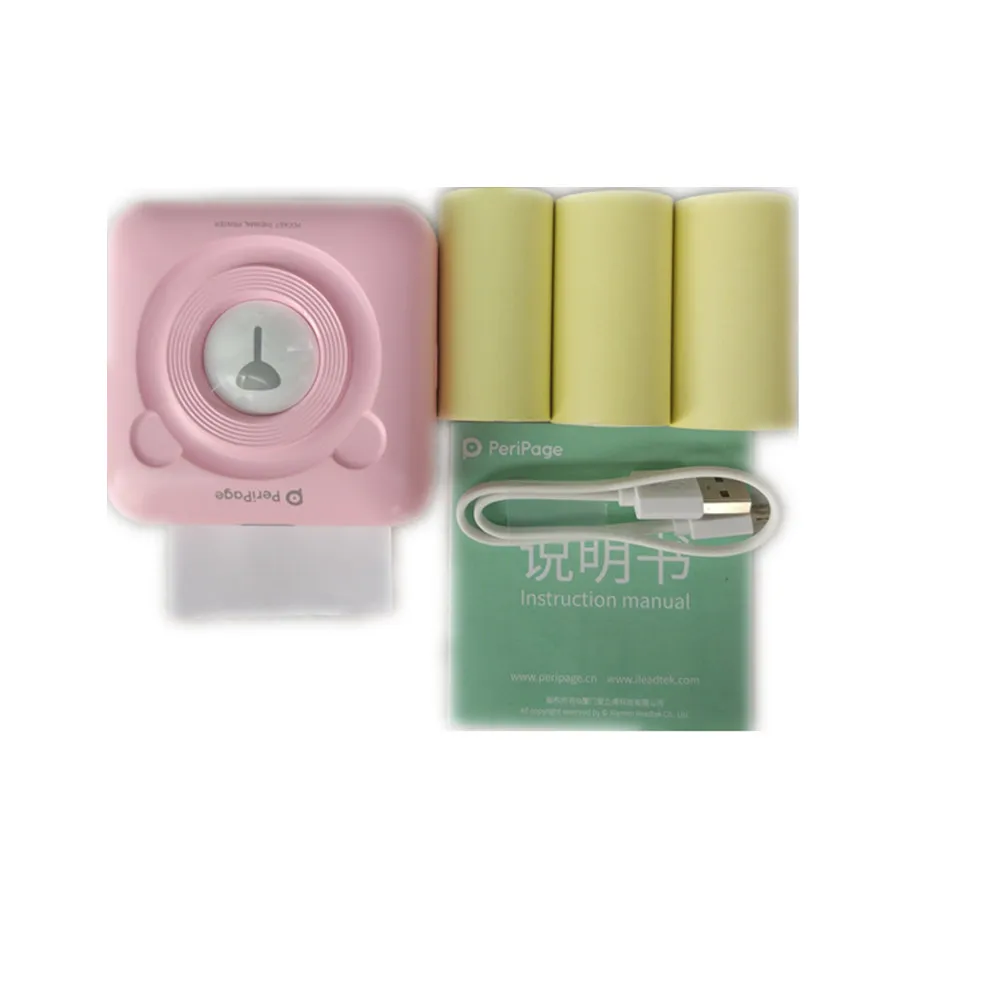 pink peripage inkless pocket printer with themal paper (5)_