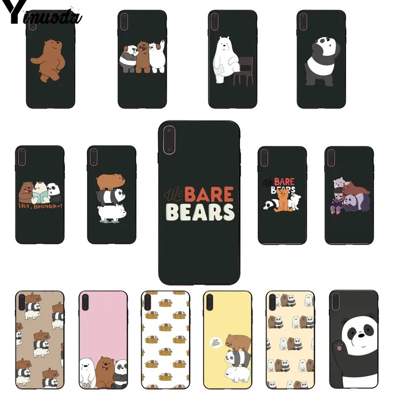 

Yinuoda we bare bears miniso Soft Rubber black Phone Case for iPhone 6S 6plus 7 7plus 8 8Plus X Xs MAX 5 5S XR