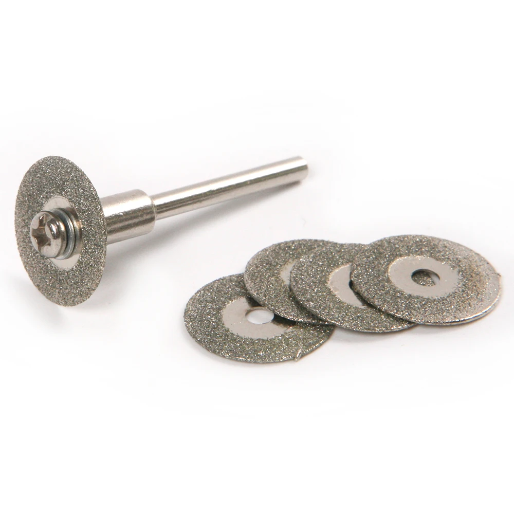 

High Quality 30pcs 16/18/20/22mm Diamond Rotary Cutting Discs + 6pcs Mandrel Grit 150 mesh for Dremel Rotary Tool