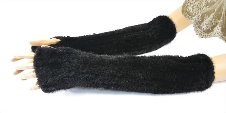 Ручной вязки Мех животных Ткань норки Мех животных перчатки Прихватки для мангала варежки MIT handwear