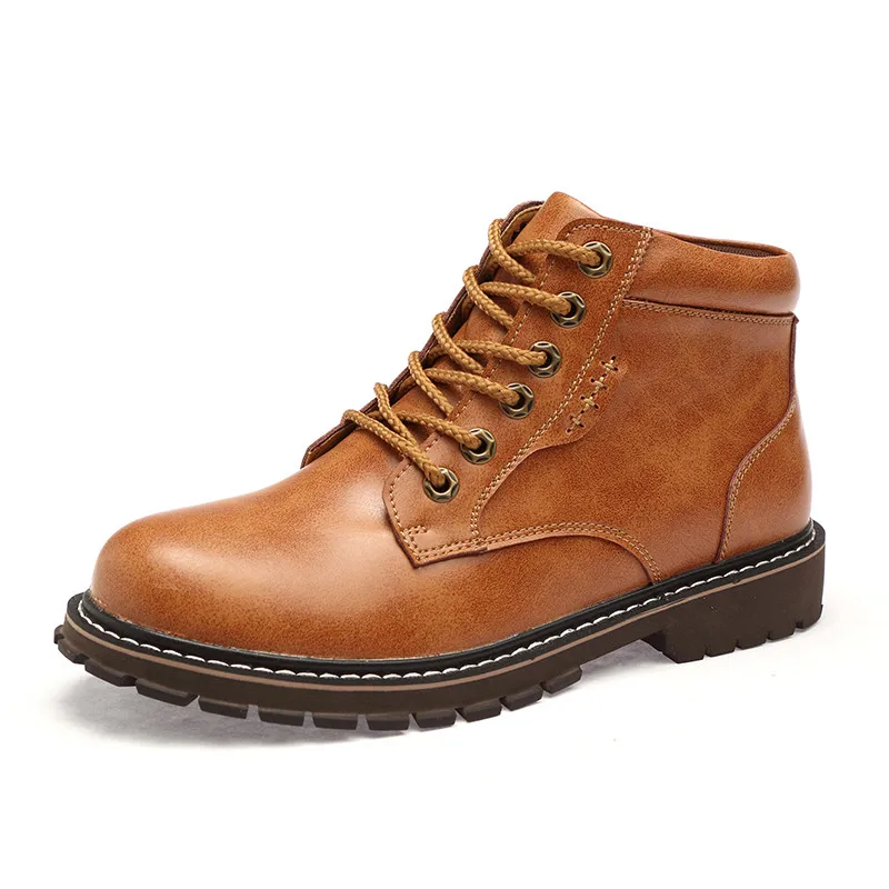 Брендовые мужские ботинки; зимняя обувь из натуральной кожи; мужские Ботильоны; мужская обувь на шнуровке; дизайнерские модные ботинки; мужская повседневная обувь - Цвет: Brown