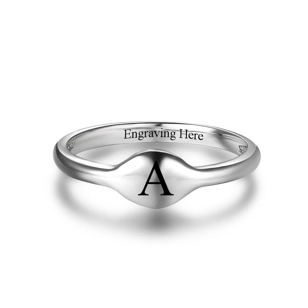 Personalized Jewelry Initial Stackable Ring Custom Engrave Name 925 Sterling Silver Rings For Women (One pcs)(JewelOra RI102512)