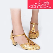 Блестки Разноцветные красивые ПУ золотые блестящие латинские танцевальные туфли для женщин взрослых серебро дружбы танцевальные сандалии мягкая подошва 6013