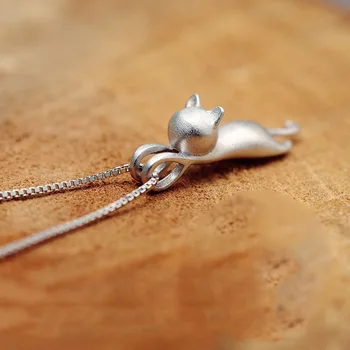 

Simple Silver Color Long Cat Choker Necklaces For Women Fashion Statement Jewelry Kolye Collares