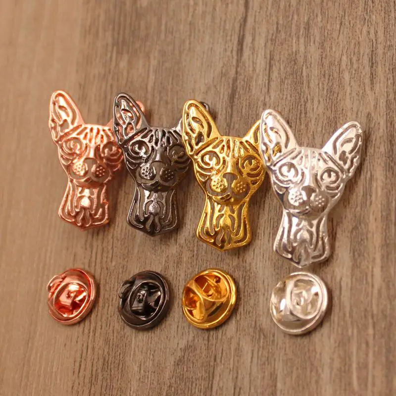 

Mdogm 2019 Sphynx Cat Animal Brooches And Pins Coat Suit Metal Alloy Father Collar Badges Gift For Female Male Men Cartoon BT001
