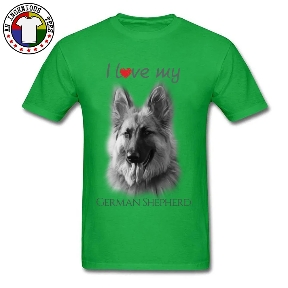 Pure Cotton Adult Short Sleeve I love my German Shepherd Tshirts Slim Fit Tops & Tees 2018 Discount Design O-Neck Tee-Shirt I love my German Shepherd green