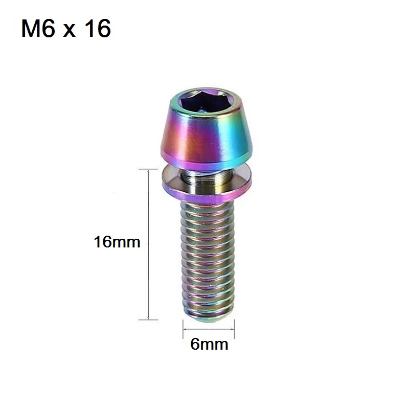 M6x16 18 20 мм велосипед из титанового сплава тормозной болт зауженные титановый носовой винт для горного велосипеда тормоза стволовых фиксированной болт