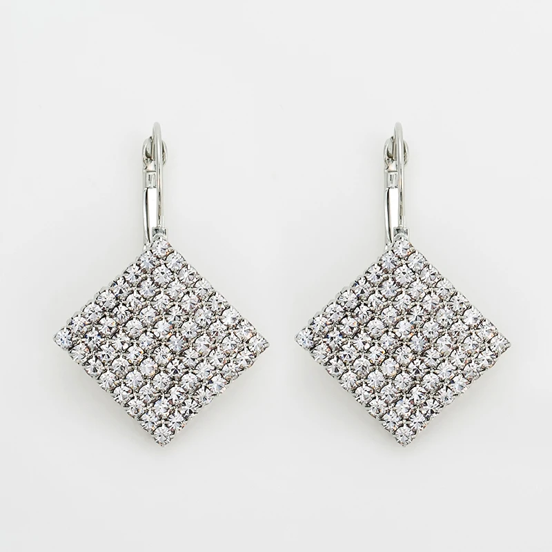 

YFJEWE Square Earring Studs Gold /Silver Plated Micro Inlay AAA Cubic Zirconia Cute Earrings For Fashion Women#E291
