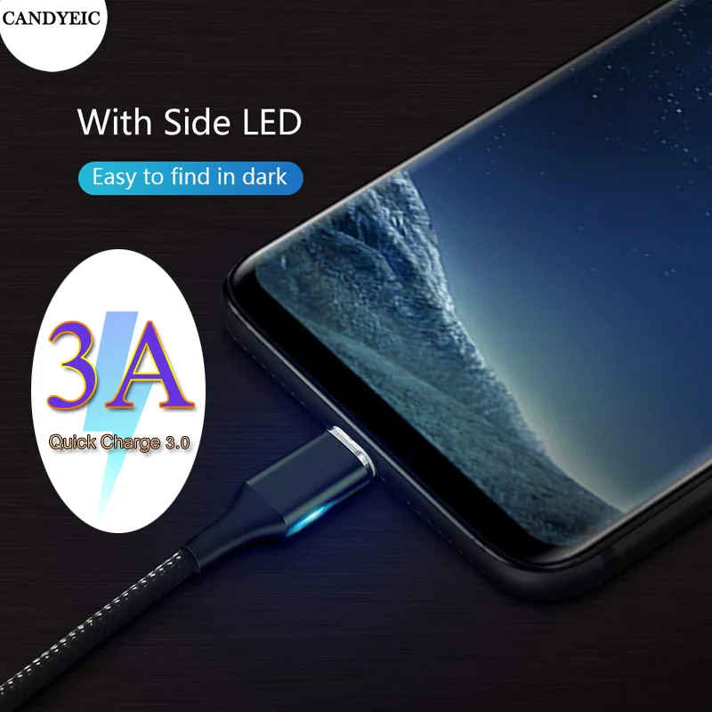 

CANDYEIC Micro USB Cable 3A Fast Data Magnetic Charging Cable For Samsung Honor Xiaomi Redmi Note5pro LG Andriod Phone Cables