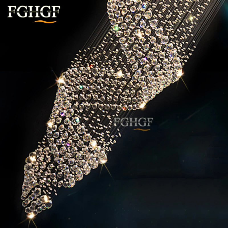 Modern Large Crystal Chandelier Light Fixture for Lobby Staircase Stairs Foyer Long Spiral Crystal Light Lustre Ceiling Lamp (4)