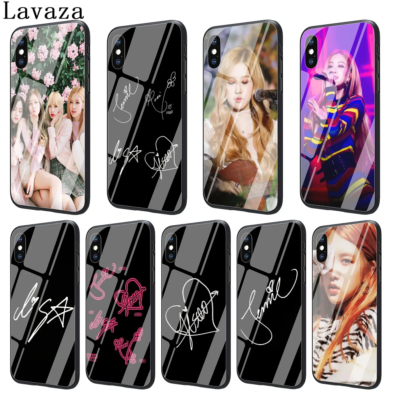 Lavaza Blackpink Signature Black pink Tempered Glass Phone Cover Case