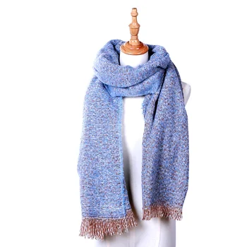 

Super Warm Knitted Scarf Women Autumn Winter Scarves Women 2018 Black Khaki Black Blue Pink Fringe Shawl Wrap Neck Warmer