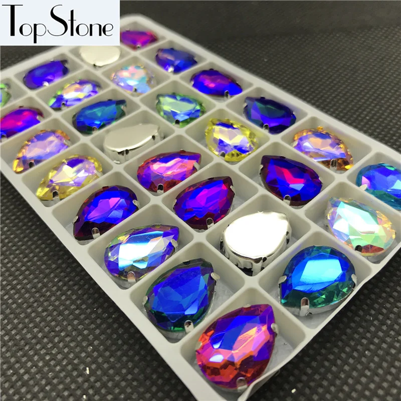 

Sew on Teardrop MIX AB Color Fancy Stone 6x10,8x13,10x14,13x18,18x25,20x30mm Droplet Crystals Glass Stones Jewelry Making