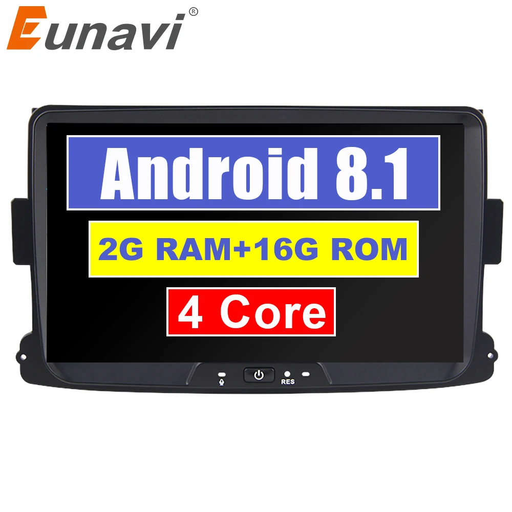 Eunavi 1 Din 8 ''Android 8,1 Автомобильный gps Navi Радио стерео для Dacia/Sandero/Duster/Renault/Captur/Lada/Xray 2 Logan 2G ram wifi USB