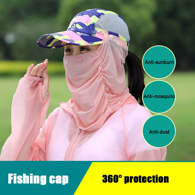 

Removable Fishing Hat UV Protecting Breathable Fishing Cap with Neck Face Cover Outdoor Hiking XR-Hot