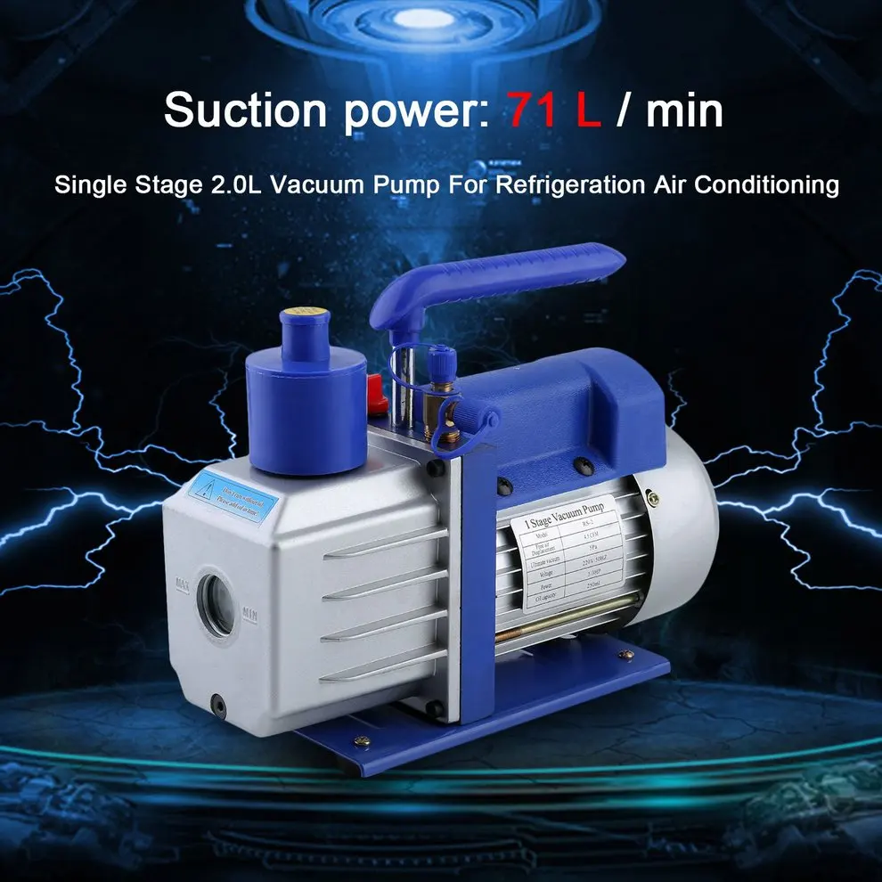 

71L/Min 250W Professional Single Stage 2.0L Vacuum Pump Suitable For Refrigeration Air Conditioning Systems EU Plug