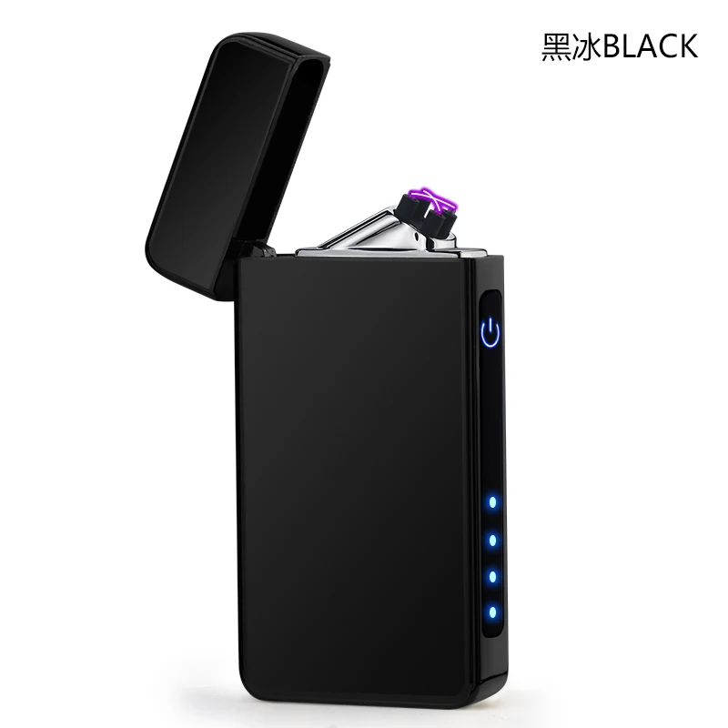 Двухдуговая Индукционная Зажигалка плазменная USB меняющаяся ветрозащитная беспламенная электрическая зажигалка электронная сигарета зажигалка импульсная - Цвет: Black