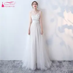 TANYA линия Длинные С Белое выпускное платье Кружева Аппликация Элегантные вечерние платья в наличии Настоящее платье Для женщин элегантное