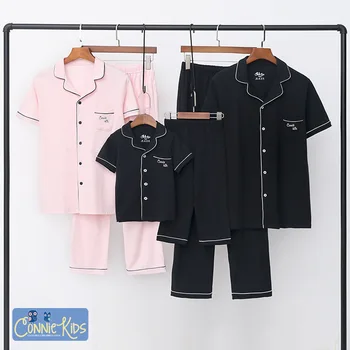 

Mama Babes Son Matching Clothes for Family Pajamas 2018 Summer Twins Brother Sisters Children Clothes Boys Short Sleeve Pyjamas