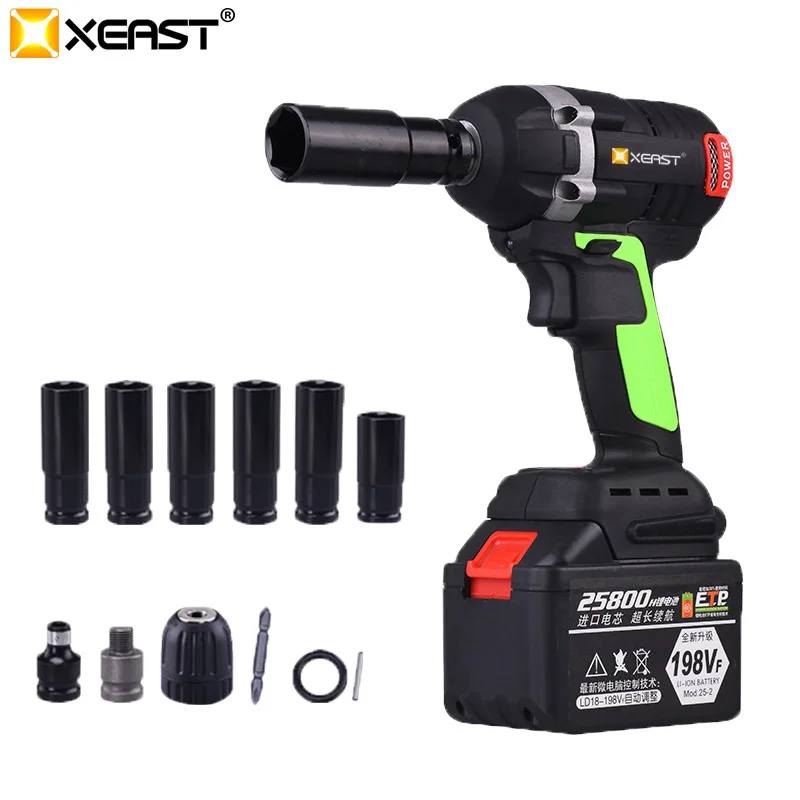 

XEAST 128VF Cordless Electric Wrench Impact Driver Socket Wrench 16000H Lithium Battery Hand Drill Installation Power Tools