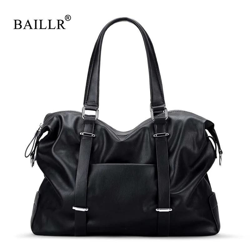 

BAILLR Brand Hot sale Men soft pu Leather Shoulder Men's Casual Tote Bag Vintage Business Top handle Bag Fashion Handbag For Men