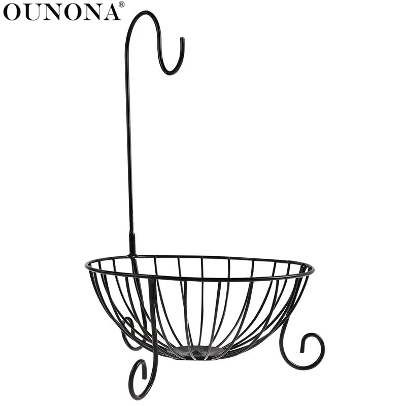 

OUNONA Metal Fruit Basket Banana Hanger Storage Tools with Detachable Banana Hanger Holder Hook for Home